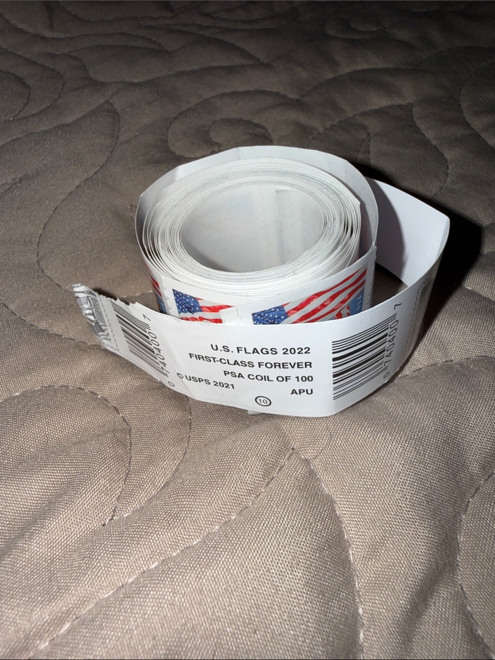 First-Class Forever U.S. Flags 2022 Coil of 100 Stamps - White/Red/Blue